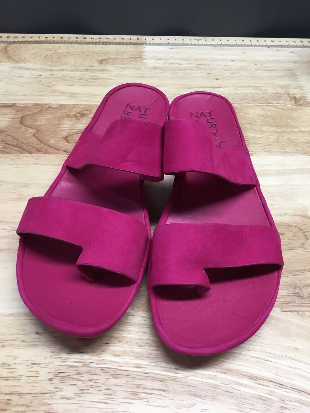 Naturalizer Genn Drift Slide Sandals Women's 8.5M Pink Leather Slip-On Comfort